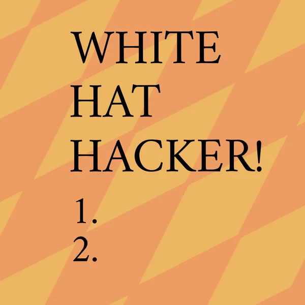 Word writing text White Hat Hacker. Business concept for Computer security expert specialist in penetration testing Geometrical Blank Color Diamond Shape in Diagonal Seamless Pattern.