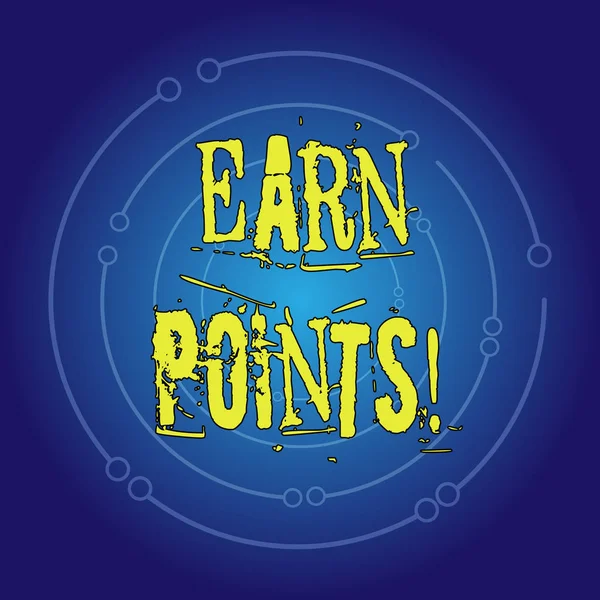 Writing note showing Earn Points. Business photo showcasing collecting big scores in order qualify to win big prize Concentric Circle of Open Curved Lines with Center Space Glow in Blue.