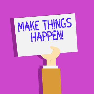 Kavramsal el yapmak şeyler gösterilen yazma. İş fotoğraf metin Clipart, el Holding kadar sac kağıt üzerine Pastel zemin elde etmek için zor bir çaba gerekir.