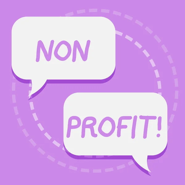 Scrittura di testi a mano No Profit. Concetto che significa non fare o condotto principalmente per rendere organizzazione di profitto Two Blank White Speech Balloon Impegnarsi in conversazione su sfondo pastello . — Foto Stock