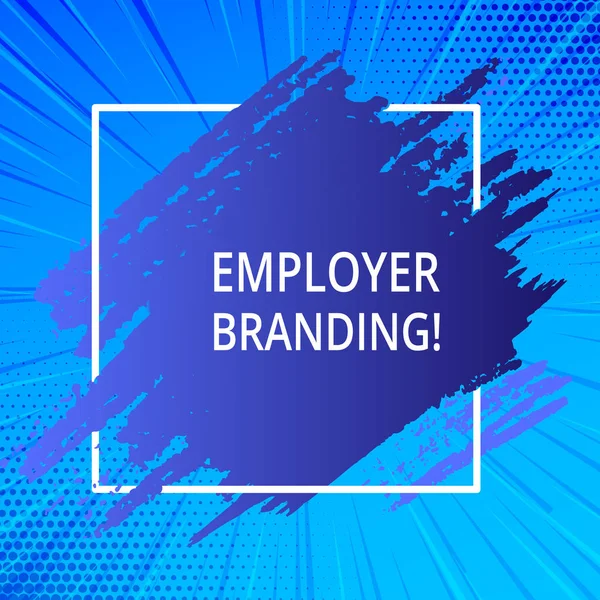 Word writing text Employer Branding. Business concept for promoting company employer choice to desired target group Blue Tone Paint Inside Square Line Frame. Textured Smudges with Blank Space.