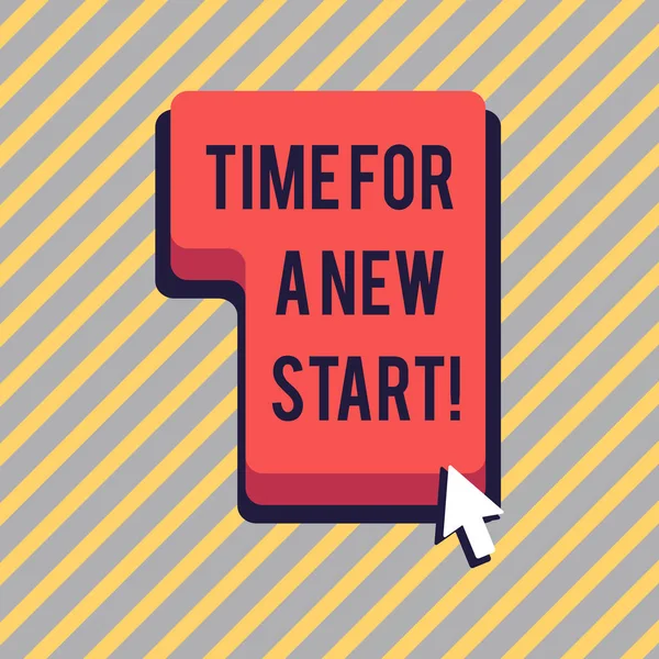 Text sign showing Time For A New Start. Conceptual photo something is supposed to begin right now Fresh job Direction to Press or Click the Red Keyboard Command Key with Arrow Cursor.