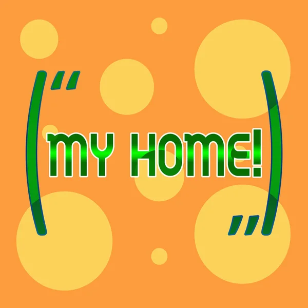 Text sign showing My Home. Conceptual photo place you can feel comfortable cooking living and sleeping in Different Sizes of Blank Yellow Circles in Random on Pale Orange Backdrop.