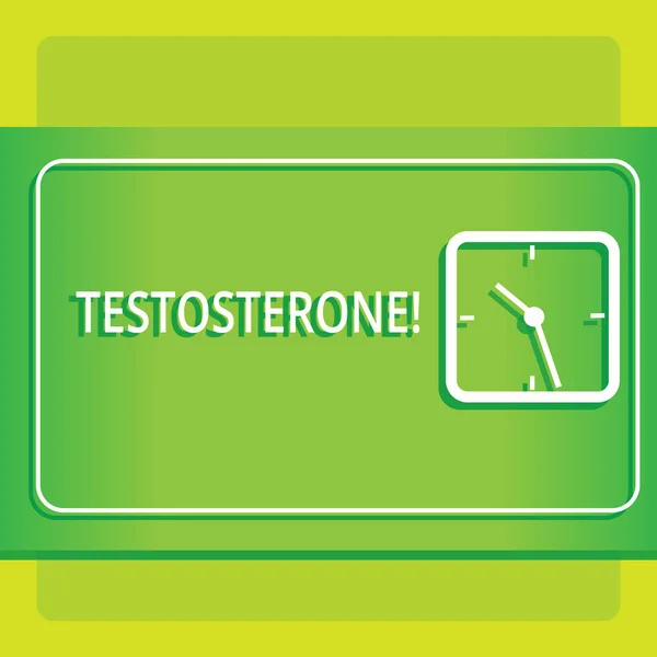 Text sign showing Testosterone. Conceptual photo Male hormones development and stimulation sports substance Modern Design of Transparent Square Analog Clock on Two Tone Pastel Backdrop.