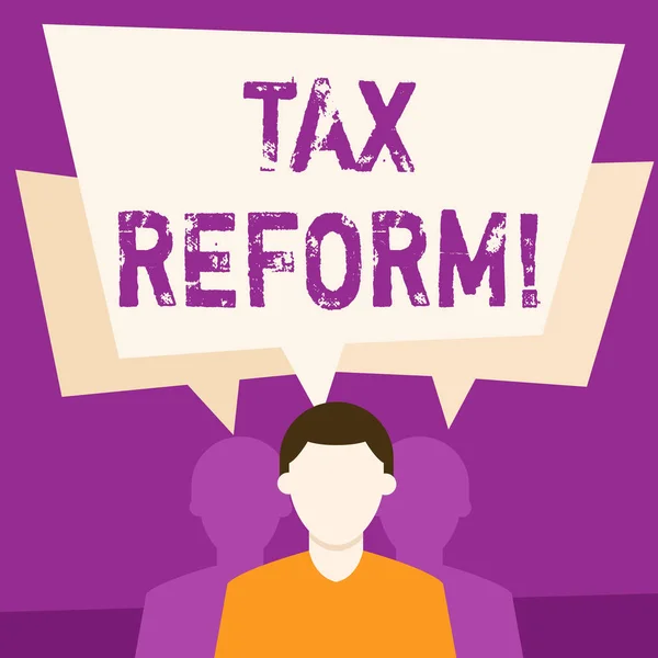 Text sign showing Tax Reform. Conceptual photo process of changing way taxes are collected by government Faceless Man has Two Shadows Each has Their Own Speech Bubble Overlapping. — Stock Photo, Image