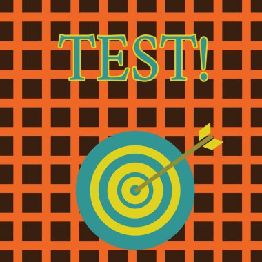 El yazısı metin test kavramı anlam akademik sistemik yordamı değerlendirmek güvenilirlik dayanıklılık yeterlilik Renkli Dart tahtası ok isabet konsantrik stiliyle Merkezi Bullseye.