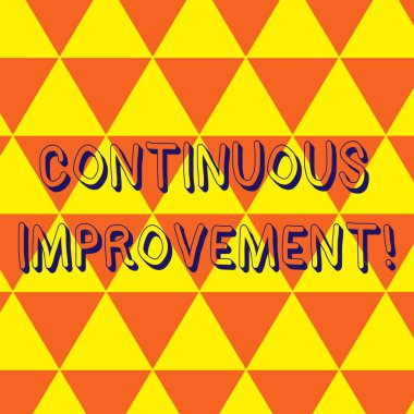 Sürekli gelişim gösteren not yazma. İş fotoğraf vitrine tekrar üçgen çini düzenlenmiş turuncu ve sarı renk desen zamanla küçük tutarlı iyileştirmeler içerir.