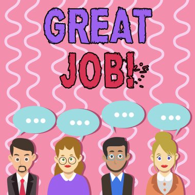 Büyük iş gösterilen metin işareti. Kavramsal fotoğraf kullanılan öven birisi için bir şey yapmış çok iyi grup iş adamları ile boş renk sohbet konuşma balonu üç noktalı.