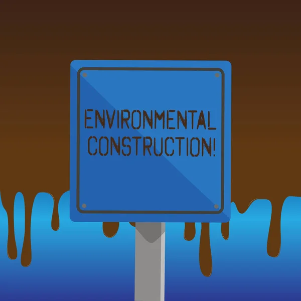 Texte montrant Construction Environnementale. Photo conceptuelle bien informée sur la pratique de la construction durable 3D Square Blank Colorful Caution Road Sign avec frontière noire montée sur bois . — Photo