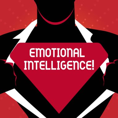 Duygusal zeka gösterilen not yazma. Tanımlama yeteneği showcasing iş fotoğraf ve analysisage kendi ve diğer duygular adam açılış boş üçgen Logo ortaya çıkarmak için onun gömleği.