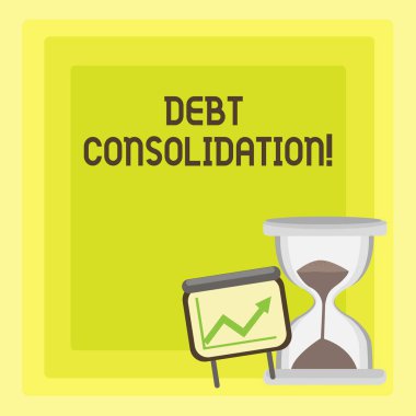 Borç konsolidasyonu yazma el yazısı metin. Kavram anlam gerektirdiği bir kredi yaptırmayı analysisy ödeme diğerleri ok Going Up ile başarılı büyüme grafik ve kum kum kayar.