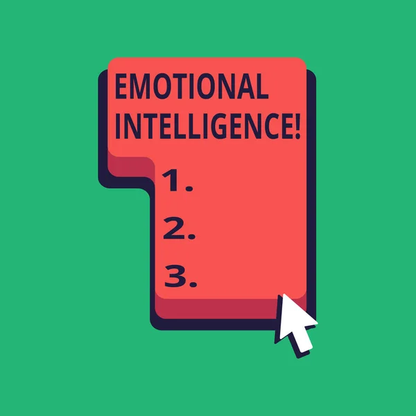 Tulisan kata teks Emotional Intelligence. Konsep bisnis bagi kemampuan untuk mengidentifikasi dan menganalisis sendiri dan emosi lainnya Arah untuk Tekan atau Klik Tombol Perintah Keyboard Merah dengan Kursor Panah . — Stok Foto