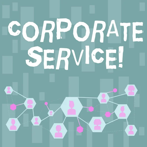 Handwriting text Corporate Service. Concept meaning activities combine enterprise needed support services Online Chat Head Icons with Avatar and Connecting Lines for Networking Idea.