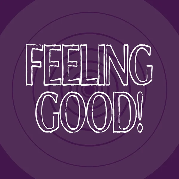 Word writing text Feeling Good. Business concept for causing happy positive feelings about life have satisfaction Concentric Circle Pattern Round Shape in Violet Monochrome with Perspective.