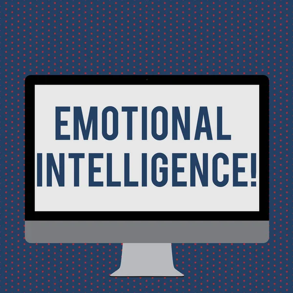 Text sign showing Emotional Intelligence. Conceptual photo Ability to identify and analysisage own and other emotions Blank White Computer Monitor WideScreen Mounted on a Stand for Technology.