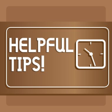 Yararlı Ipuçları gösteren metin işareti. Kavramsal fotoğraf gizli bilgi veya tavsiye yararlı bilgi olmak için verilen Iki Tone pastel zemin şeffaf kare analog saat modern tasarım.