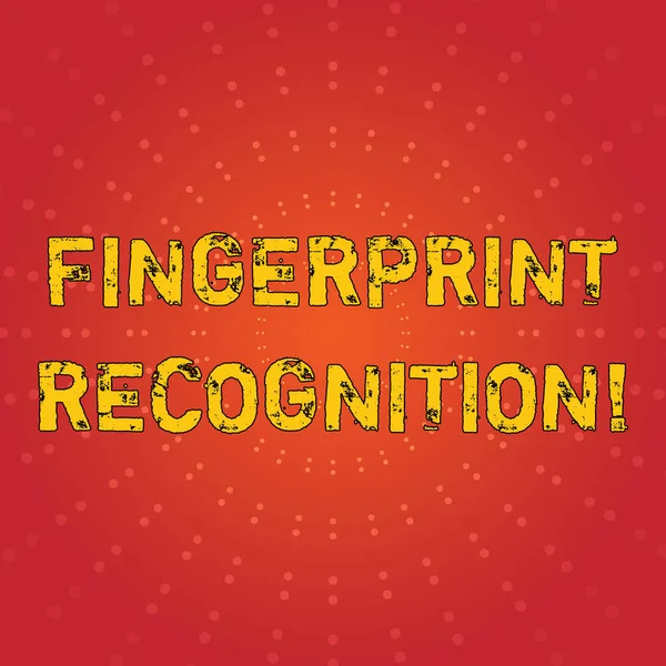 Text sign showing Fingerprint Recognition. Conceptual photo identifying identity individual based on his finger Sunburst with Blank Center Space and Halftone Dotted Extended Beam Lines.