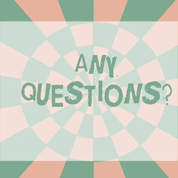 Text sign showing Any Questions Question. Conceptual photo you say write order to ask demonstrating about something Seamless Circles in Yellow on Violet Surface Flat Style Geometrical Pattern.