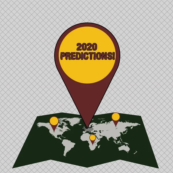 Konzeptionelle Handschrift mit Prognosen für 2020. Business-Foto präsentiert Aussage darüber, was Sie denken, wird in Zukunft passieren bunte Standort Pin zeigt auf Bereich oder GPS-Adresse auf der Karte. — Stockfoto