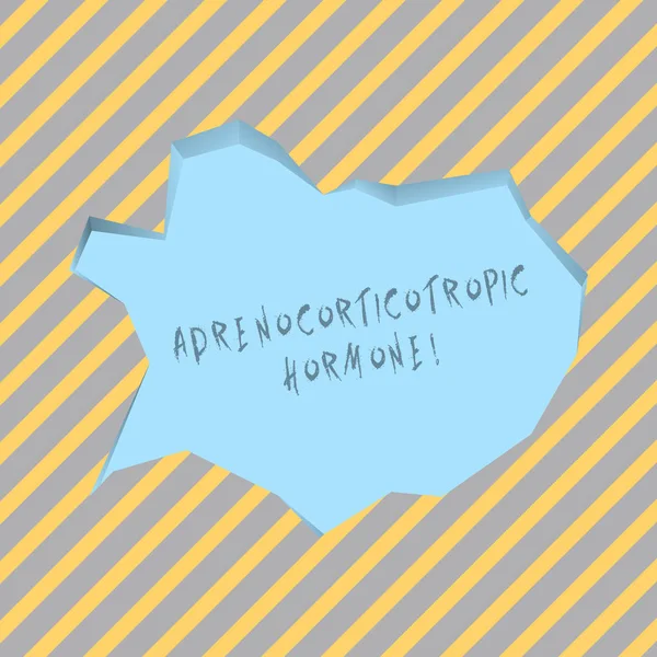 Text sign showing Adrenocorticotropic Hormone. Conceptual photo hormone secreted by pituitary gland cortex Blank Pale Blue Speech Bubble in Irregular Cut Edge Shape 3D Style Backdrop. — Stock Photo, Image