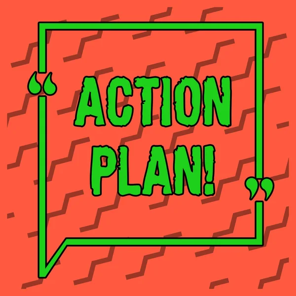 Writing note showing Action Plan. Business photo showcasing proposed strategy or course of actions for certain time Two Tone Orange Broken Jagged Lines Alternately in Slanting Position.