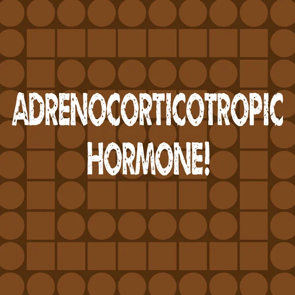 Aplikace Word psaní textu adrenokortikotropního hormonu. Obchodní koncept pro hormon vylučovaný hypofýzy kůra kombinace hnědé čtverce a kruhy tvořících soustředné styl vzor. — Stock fotografie
