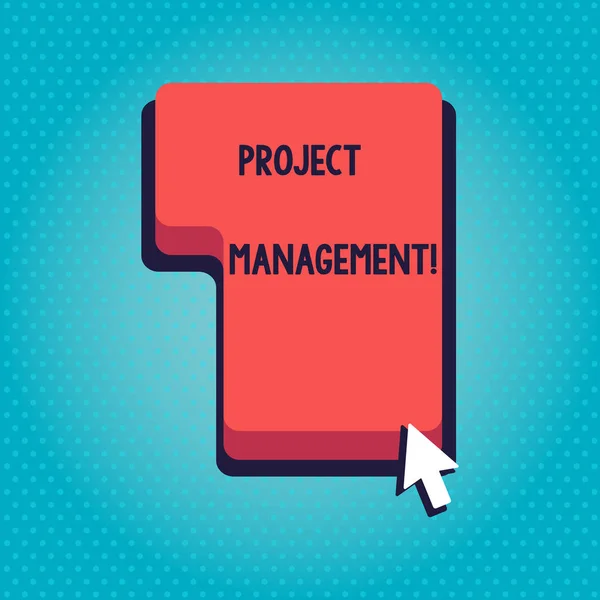 Γράφοντας κείμενο λέξη Project Management. Επιχειρηματική ιδέα για πρακτική την έναρξη σχεδιασμού ελέγχου ομάδα εργασίας κατεύθυνση, πατήστε ή κάντε κλικ στο κλειδί εντολή πληκτρολογίου κόκκινο με βέλος δρομέα. — Φωτογραφία Αρχείου