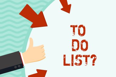 El yazısı metin listesi soru yapmak için yazma. Gereken kavram anlam görevleri tamamlandı sipariş öncelik el eller başparmak yukarı ve boş alan yuvarlak şekil tutarak oklarla organize.