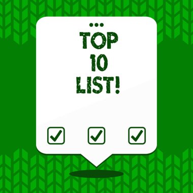 Top 10 listesinde gösterilen not yazma. Demonstratings yerlerde ya da grup veya kategori beyaz konuşma balon yüzen üstte üç delikli deliği olan öğeler iş fotoğraf vitrine en yüksek sırada yer aldı.