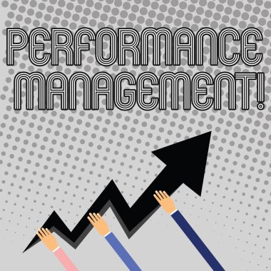 Perforanalysisce yönetim yazma el yazısı metin. Kavram anlam analysisaging verimlilik geliştirmek kalite giriş zaman üç ellerini tutarak renkli Zigzag yıldırım ok işaret ve Going Up.