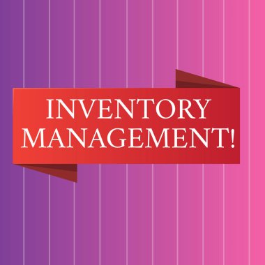 Word metin yazma envanter yönetimi. İş kavramı gözetiminin olmayan büyük harfli varlıkların ve hisse senedi öğeleri boş katlanmış renk Banner resmi dikey çizgili iki tonlu zemin için.