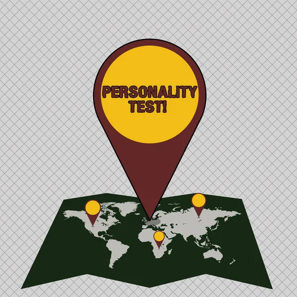 Fogalmi kézzel írás találat személyiség teszt üzleti fénykép bemutató módszer használt értékelése huanalysis demonstratingality szerkezetek színes helyét Pin mutat vagy Gps cím megjelenítése. — Stock Fotó