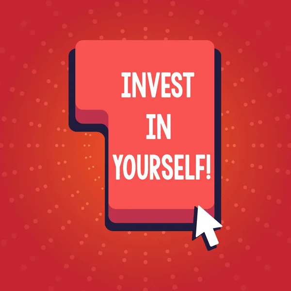 Tekst teken weergegeven: investeren In jezelf. Conceptuele foto leren nieuwe dingen of materialen waardoor je veel beter richting pers of klik op de rode toets opdracht met pijlcursor. — Stockfoto