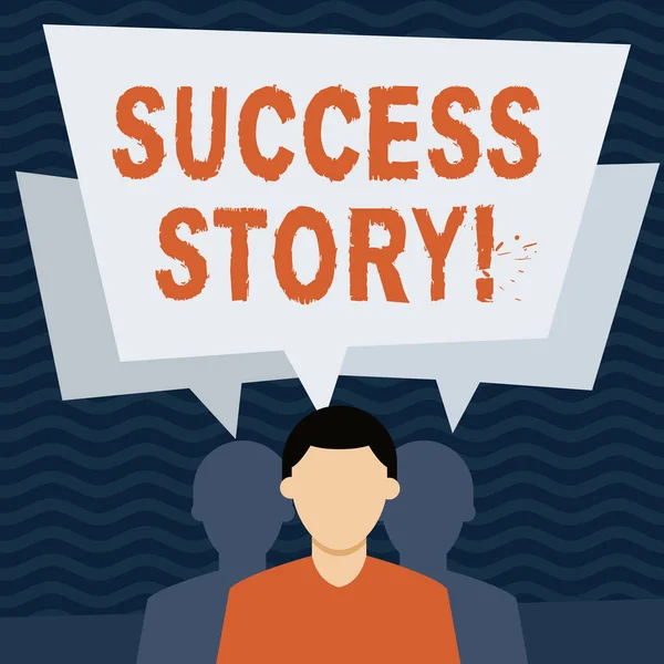 Handwriting text Success Story. Concept meaning story of demonstrating who rises to fortune or brilliant achievement Faceless Man has Two Shadows Each has Their Own Speech Bubble Overlapping. — Stock Photo, Image