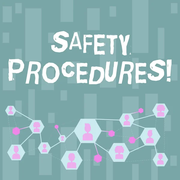 Handwriting text Safety Procedures. Concept meaning steps description of process when deviation may cause loss Online Chat Head Icons with Avatar and Connecting Lines for Networking Idea.