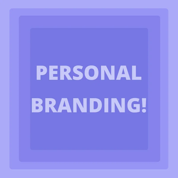 Handwriting text writing Personal Branding. Concept meaning practice of showing marketing themselves and their careers Pattern of Concentric Square photo in Pastel Blue with Same Center Point.