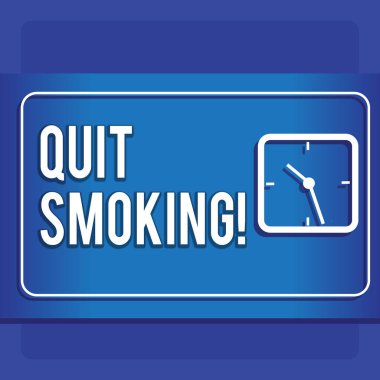 Sigara bırakma gösteren Not yazma. İki Tone pastel zemin üzerinde sigara ve diğer sigara içenler zaman kare saat modern tasarım kesilme süreci vitrine iş fotoğraf.