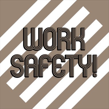 Kavramsal el iş güvenliği gösterilen yazma. İş fotoğraf vitrine ilkeleri ve yordamları yerine beyaz ve kahverengi çizgili dönüşümlü çikolata arka plan üzerinde çalışanlar Sağlık sağlamak için.