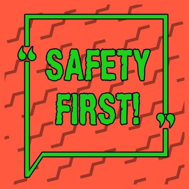 Ilk güvenlik gösteren Not yazma. İş fotoğrafı en iyi vitrinde herhangi bir gereksiz riskleri önlemek ve böylece güvenli kalmak için hareket Iki ton turuncu Broken pürüzlü çizgiler dönüşümlü olarak eğimli pozisyonda.