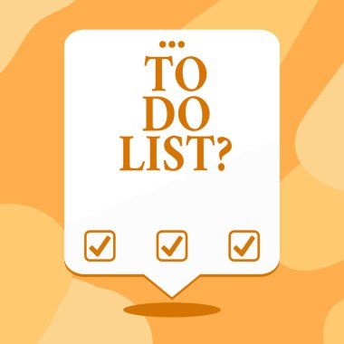 Kavramsal el liste soru yapmak için gösterilen yazma. Tamamlanan organize içinde sipariş öncelik beyaz konuşma balon yüzen üstte üç delikli delik ile iş fotoğraf metin görevleri.