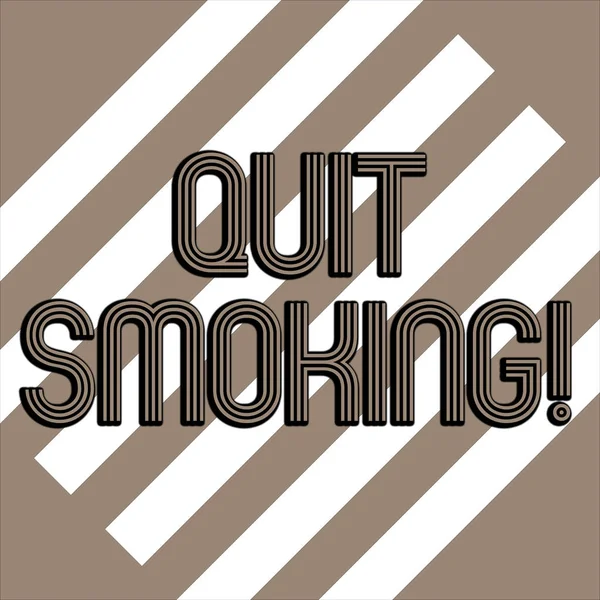 Conceptual hand writing showing Quit Smoking. Business photo showcasing process of discontinuing tobacco and any other smokers White and Brown Stripes Alternately on Chocolate Background. — Stockfoto