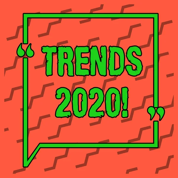 Het schrijven nota die tendensen 2020 toont. Business fotopresentatie van de algemene richting waarin iets zich ontwikkelt volgend jaar twee Tone oranje gebroken gekartelde lijnen afwisselend in schuine positie. — Stockfoto