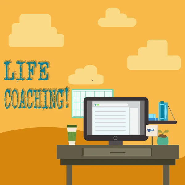 Scrittura concettuale a mano che mostra Life Coaching. Foto di lavoro testo dimostrando impiegato per aiutare a mostrare raggiungere i loro obiettivi in carriera foto di Interior Working Space Station Persona tecnica . — Foto Stock