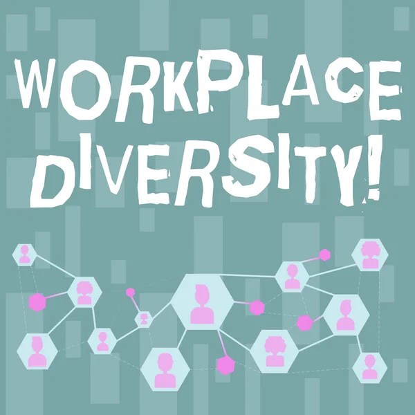 Handwriting text Workplace Diversity. Concept meaning include race gender religion and sexual orientation Online Chat Head Icons with Avatar and Connecting Lines for Networking Idea.