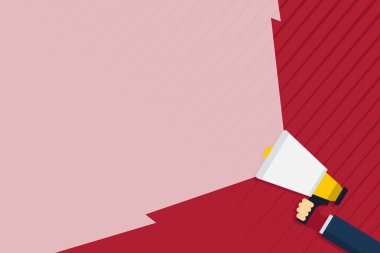 Megafon ses aracılığıyla boş geniş ışın yoğunluğunu uzanan tutan el. Hacim aralığı geniş kapsam yoluyla artan loudhailer. Duyuru için boş yaratıcı geçmiş.