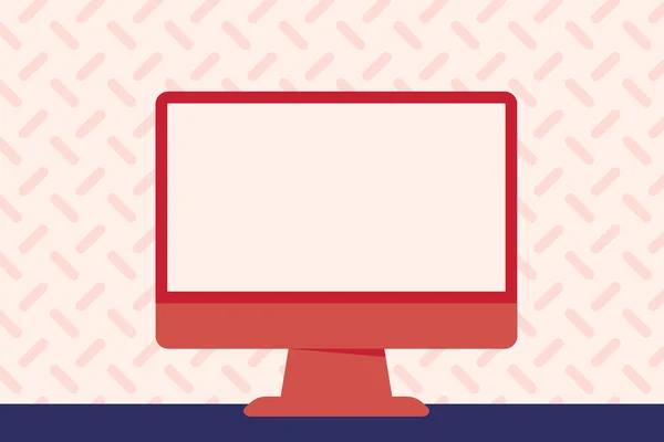 Ilustração do monitor de cores em branco do computador montado no suporte. Espaço vazio desktop PC tela colorida autônoma na tabela. Ideia de fundo criativo para apresentação e relatório . — Vetor de Stock