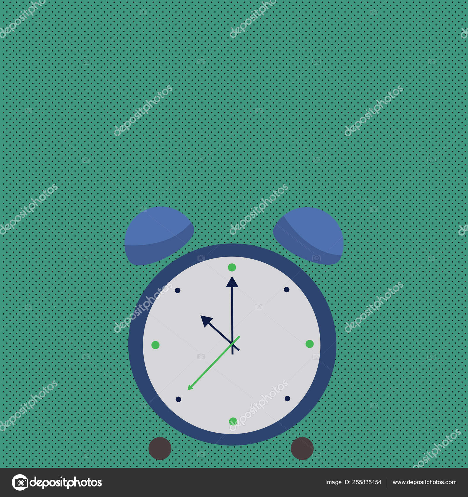 Ilustración de colorido reloj de escritorio de alarma analógica