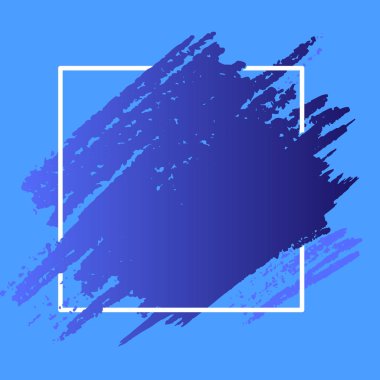 İki ton kare satırları ötesine lekeler. Mark üzerinde ve altında anahat geçen kaşı. Mavi boya yüzeyi fırça ile sürülür. Yaratıcı ve Modern boş geçmiş fikirler.