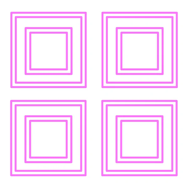 Wiederholungsillustration von vier konzentrischen Quadraten in rosa auf weiß isoliert. Umrissform von 4 Seiten geometrische Form. Kreative Hintergrundidee für modernes Design und Ansage. — Stockvektor