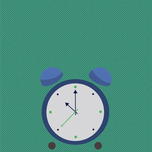 Ilustración de colorido reloj de escritorio de alarma analógica redonda con el timbre y la mano segundos. Antecedentes creativos Idea para Publicidad, Planificador, Programación y Gestión del Tiempo Presentación . — Archivo Imágenes Vectoriales